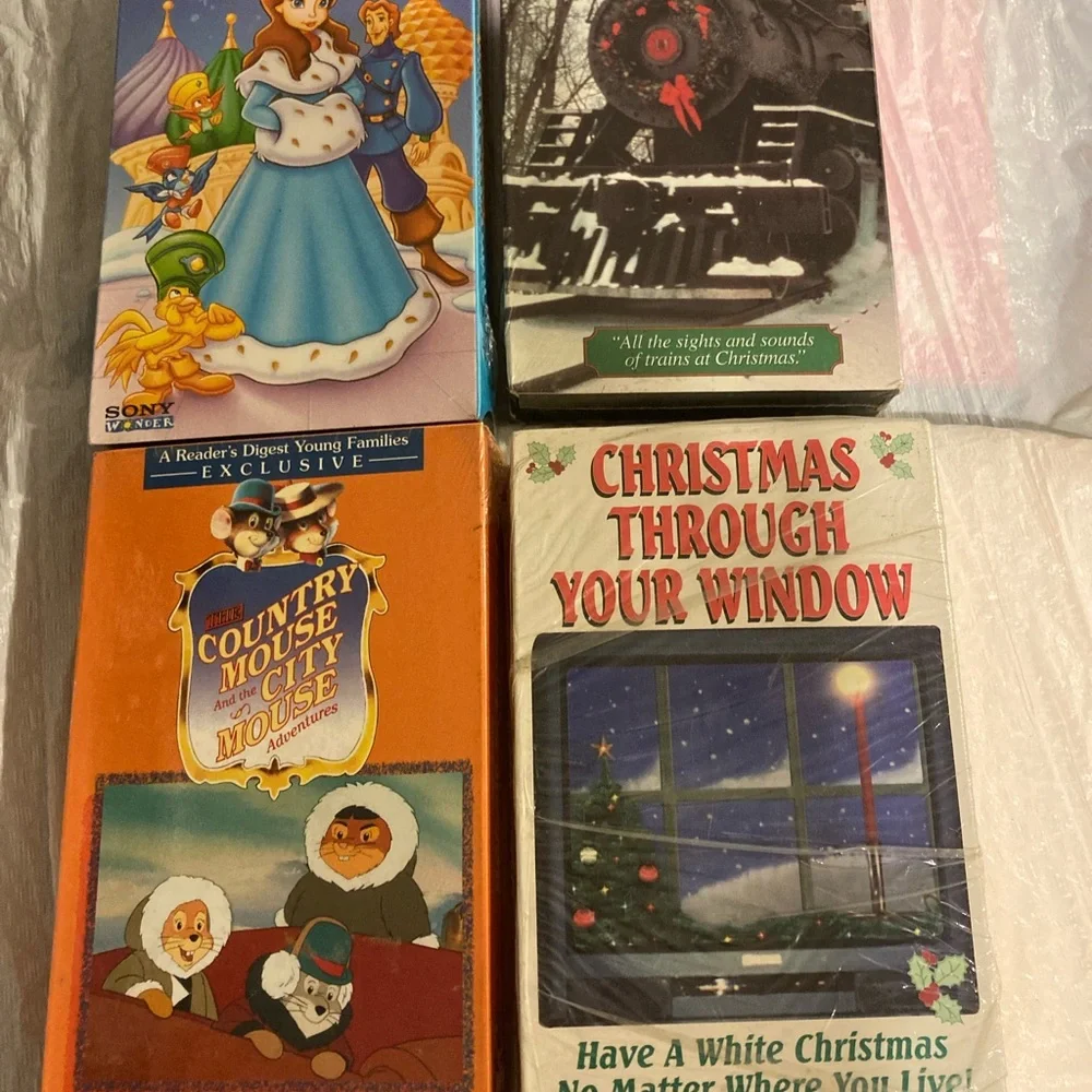 4 - VHS movies New & Sealed Anastasia, Trains,Christmas , mice on ice